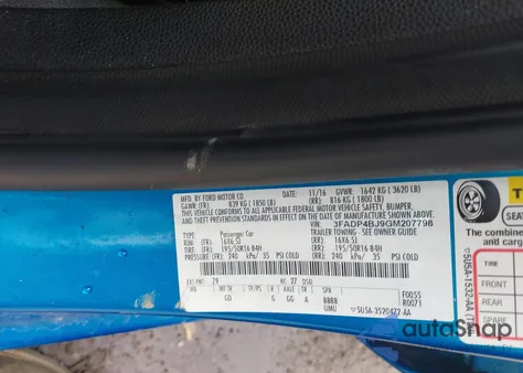 2016 Ford Fiesta Se из США, поврежденный, VIN 3FADP4BJ9GM207798